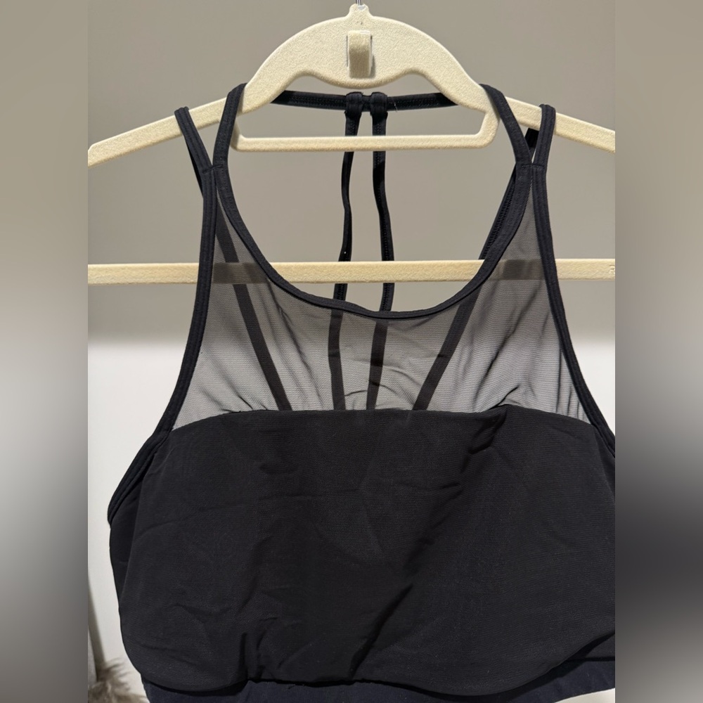 Lululemon Black Mesh High Neck Strappy Racerback Sports Bra Black